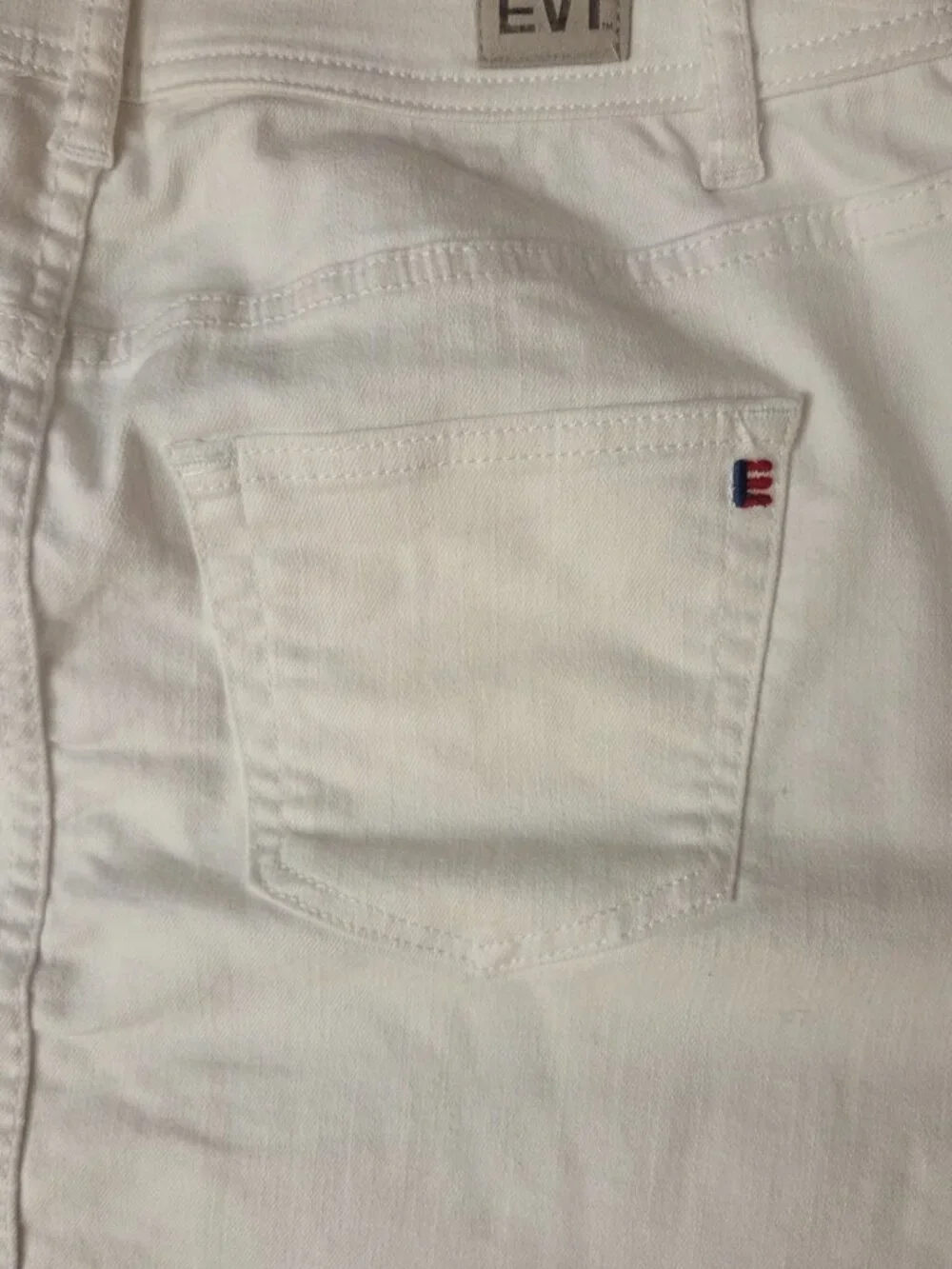 Ev1 sz 6-8 White Alex Laxed Vintage Denim Jean Skirt Stretch Cotton Blend Stripe